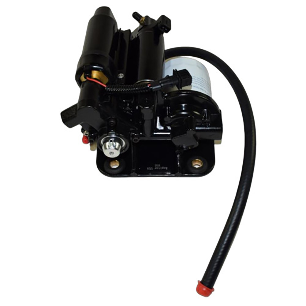 Black hydraulic pump with attached hose