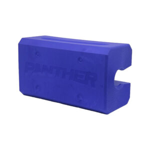 Blue foam block with Panther logo indentation.