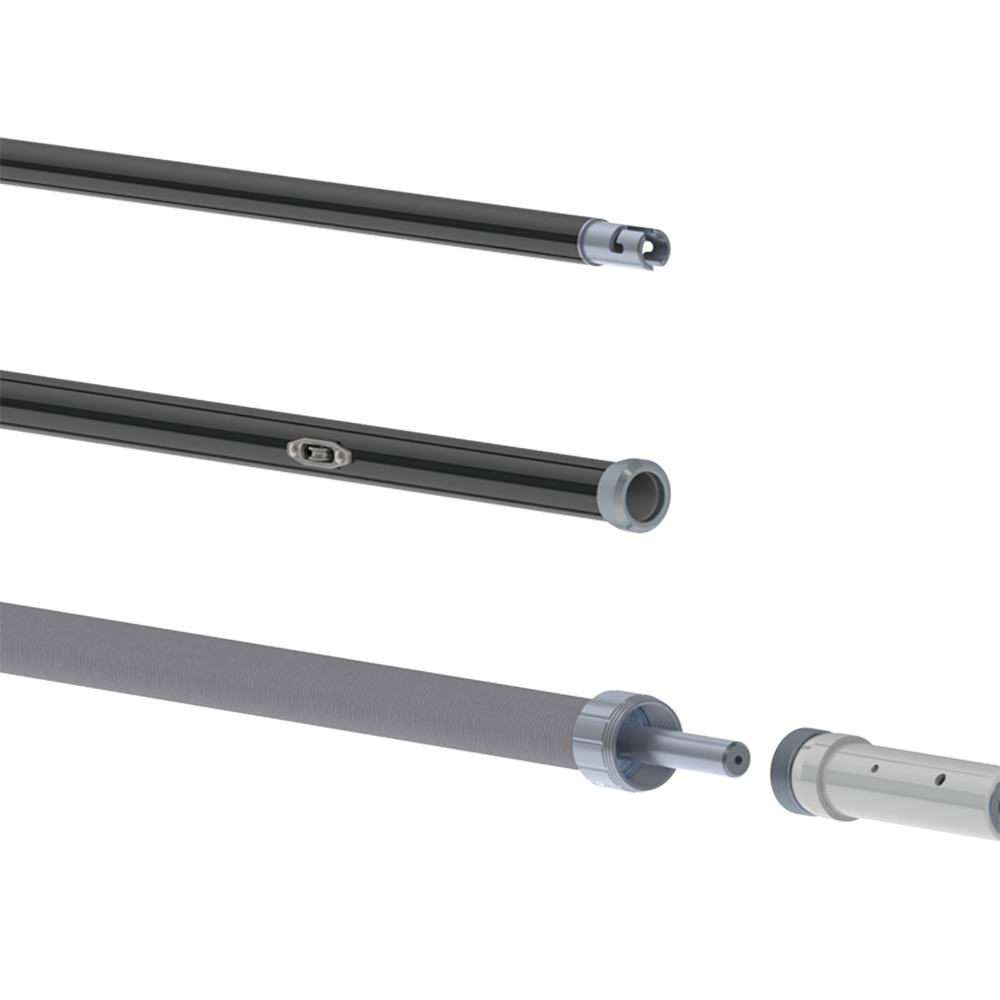 Close-up of different metal tube components.