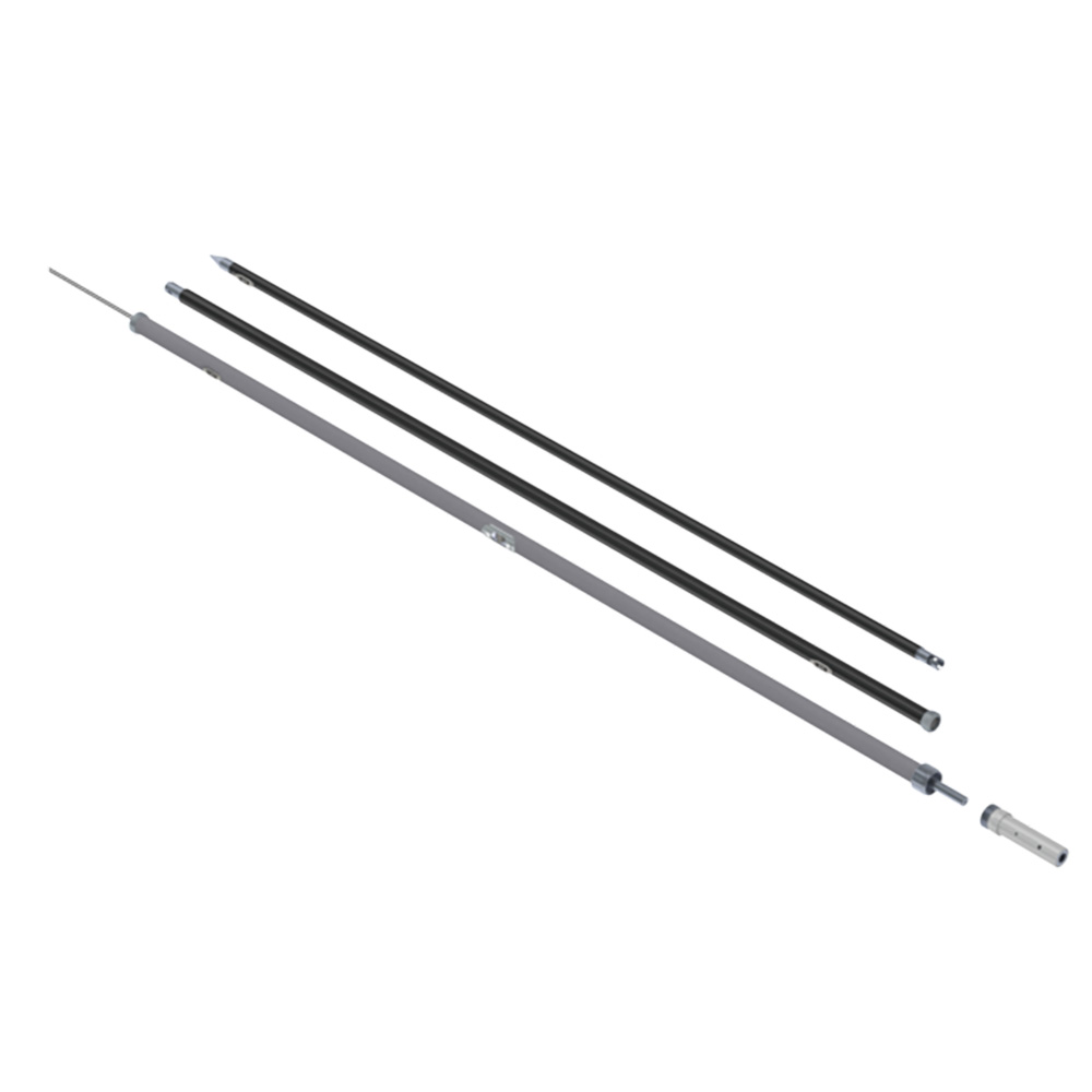 Metal telescopic pole components disassembled.