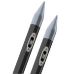 Close-up of two black mechanical pencils with silver tips.