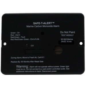 Marine carbon monoxide alarm safety instructions panel.