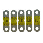 Five 60 amp bus bar fuses in a row