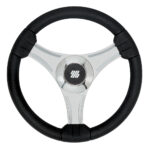 Black and silver car steering wheel
