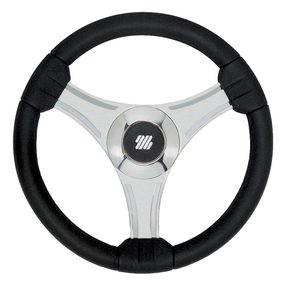 Black and silver car steering wheel