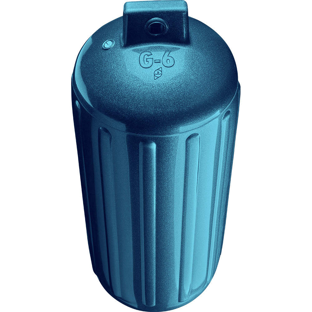 Blue aluminum filter housing with G-6 marking