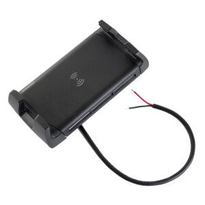 Wireless phone charger with cable, isolated view.