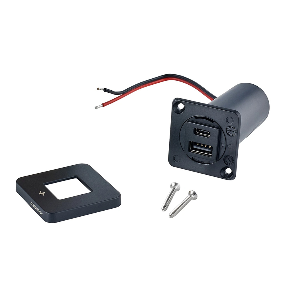 USB and HDMI panel mount with screws.