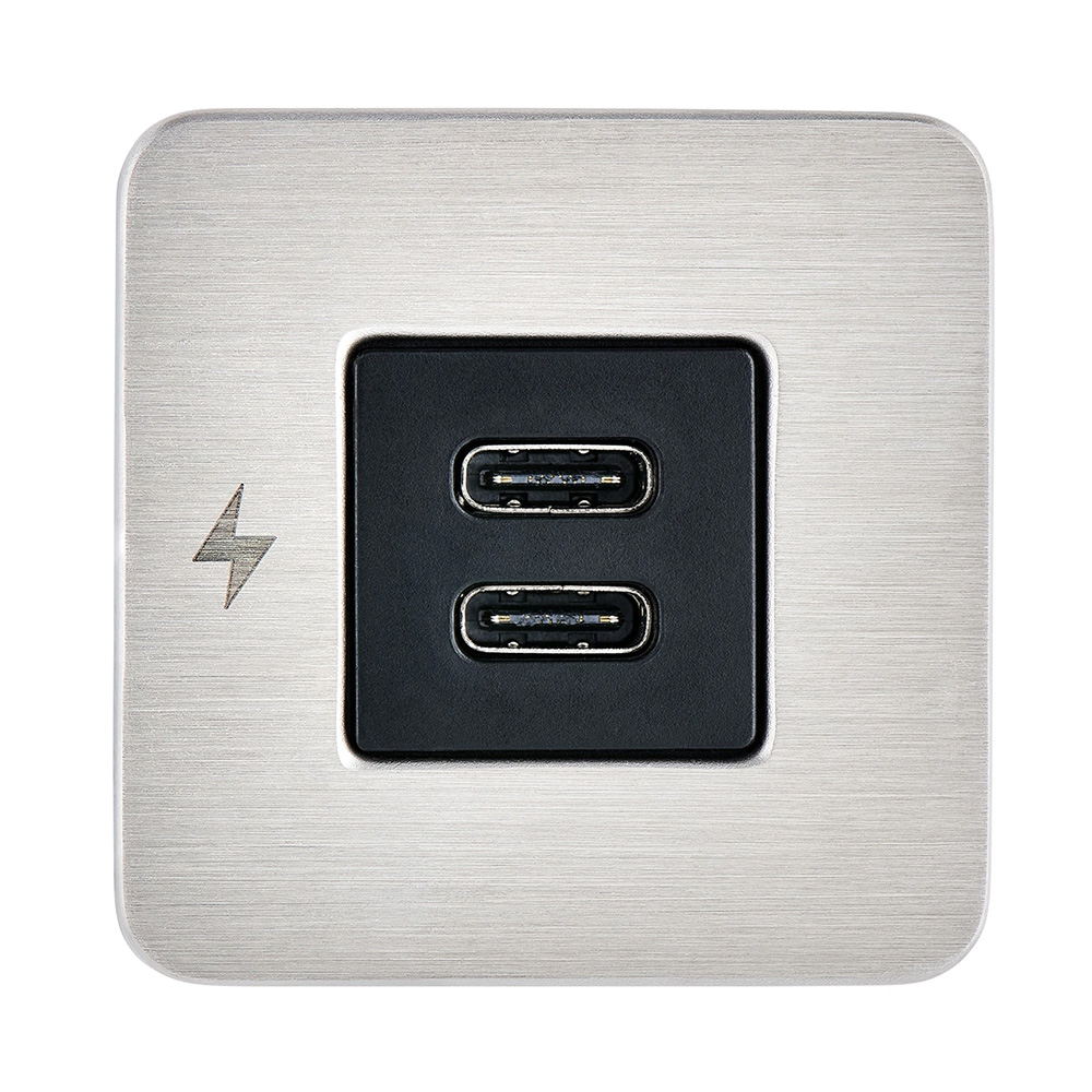Dual USB-C wall charger outlet.