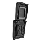 Weatherproof outdoor electrical outlet cover, black.
