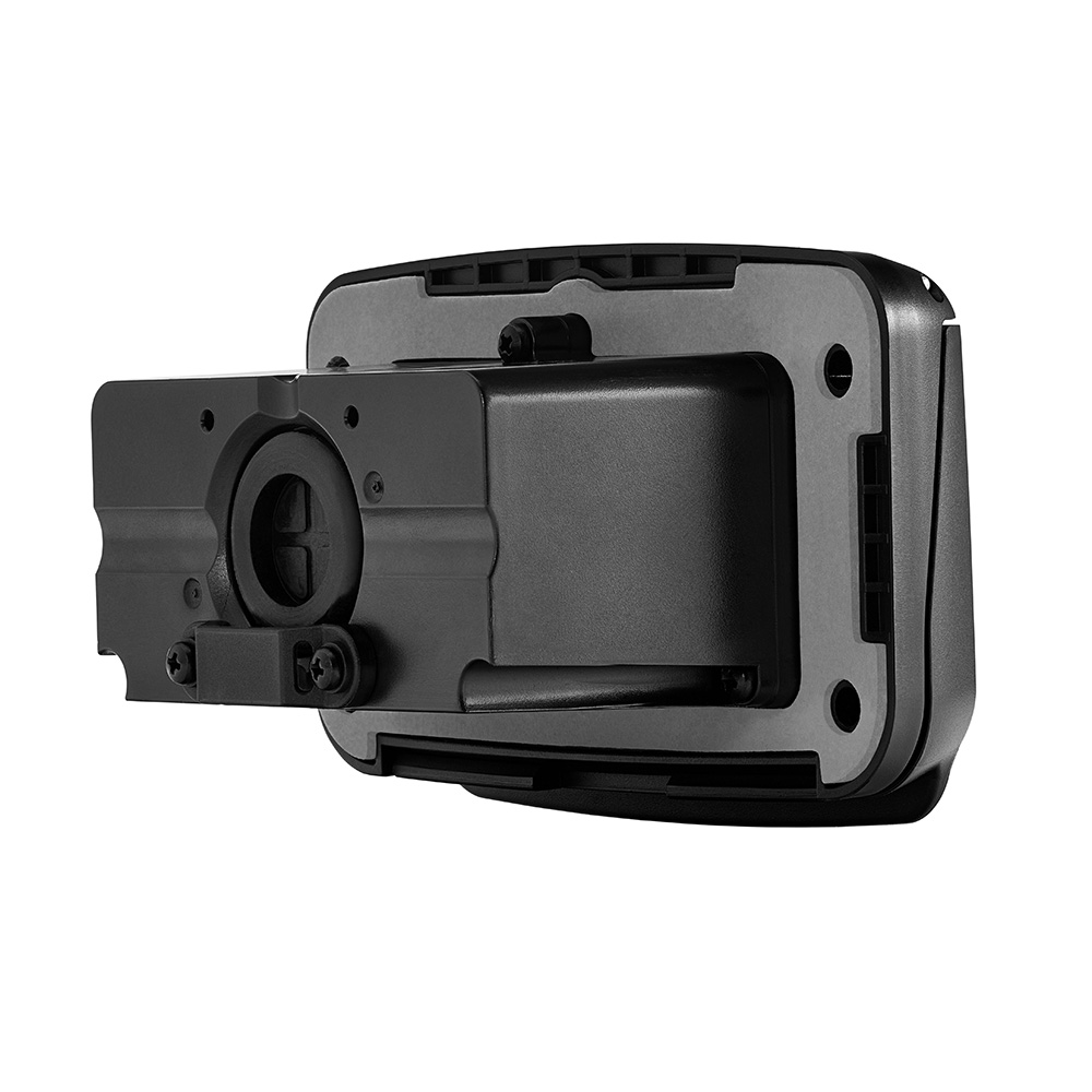 Black GPS mount holder, isolated view.