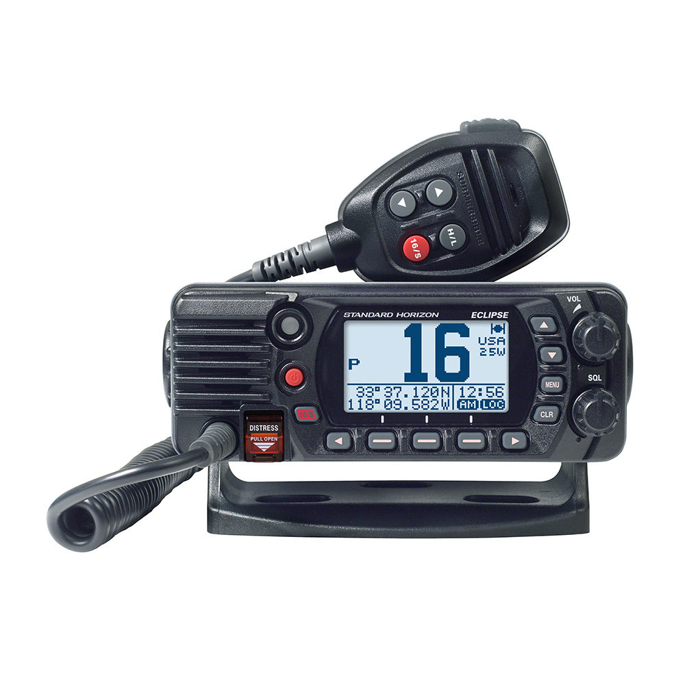 Marine radio with microphone and controls