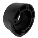 Black cylindrical motor component with vents