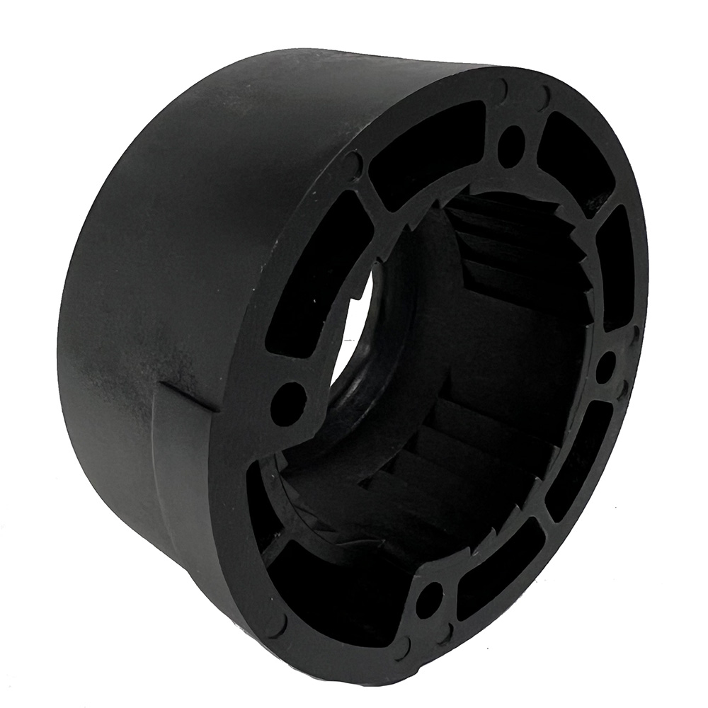 Black cylindrical motor component with vents
