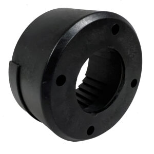 Black mechanical coupling component, hexagonal interior design.