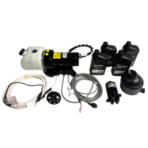 Hydraulic pump kit with cables and bottles