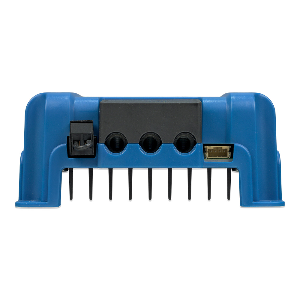 Blue electronic device with multiple ports and connectors.
