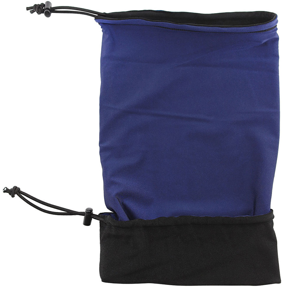Blue and black drawstring pouch