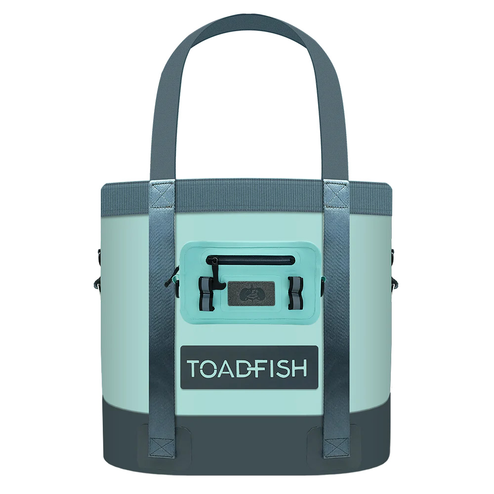 Toadfish teal insulated cooler bag with handles.