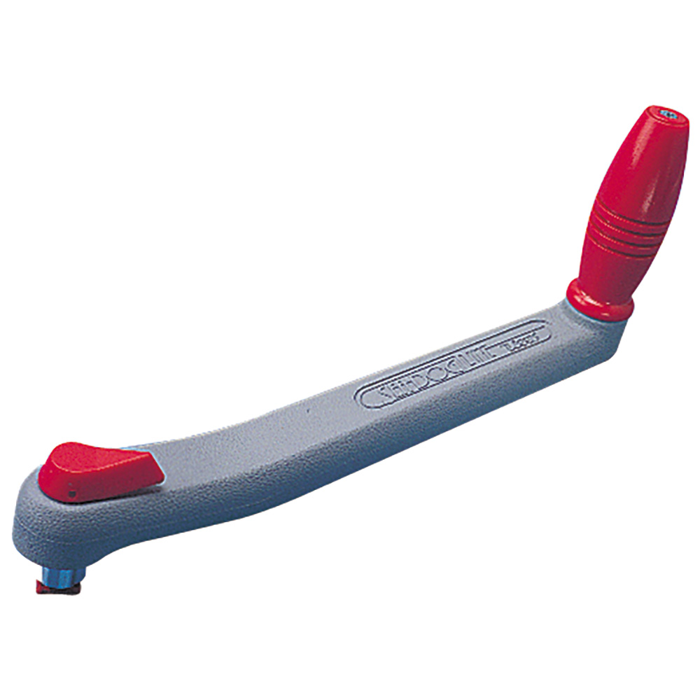 Gray handle with red knob and lever