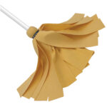 Yellow string mop with white handle