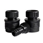 Black plastic hose connectors, set of three.
