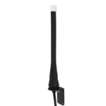 Black antenna with wall mount bracket.