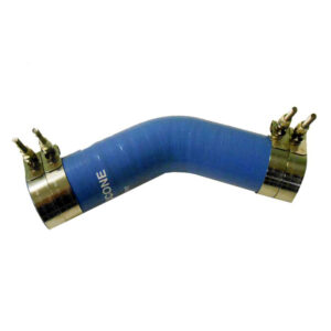 Blue silicone hose with clamps