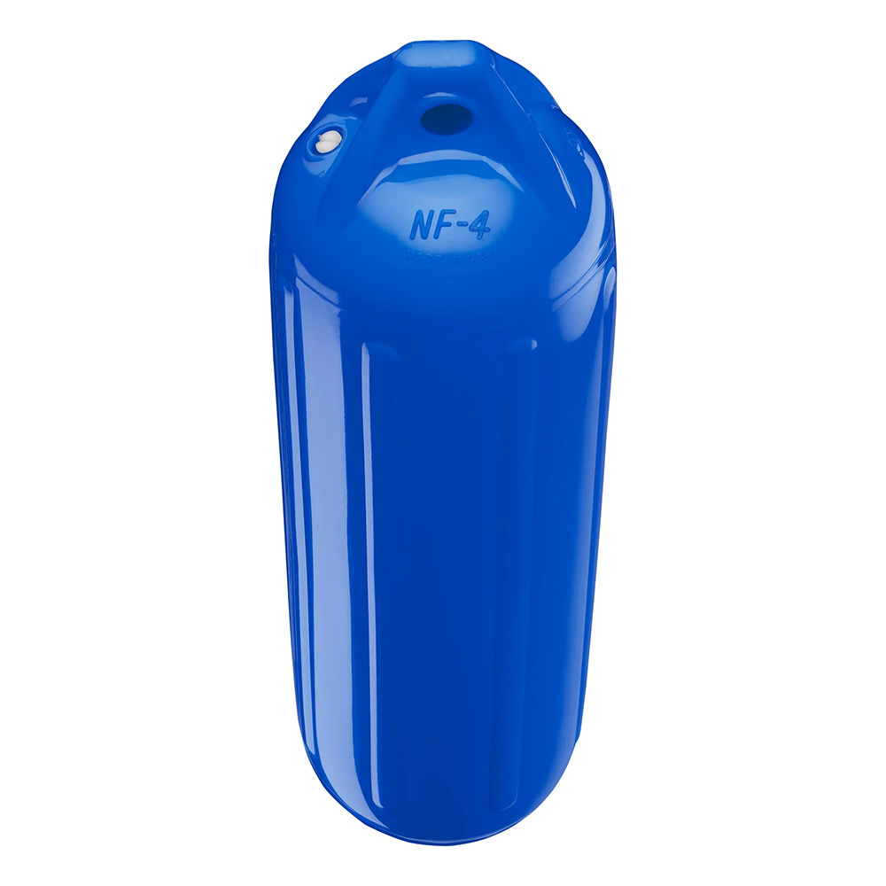 Blue marine fender for boat protection.