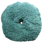 Teal wool polishing pad with central hole.