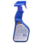 Blue mildew stain remover spray bottle.
