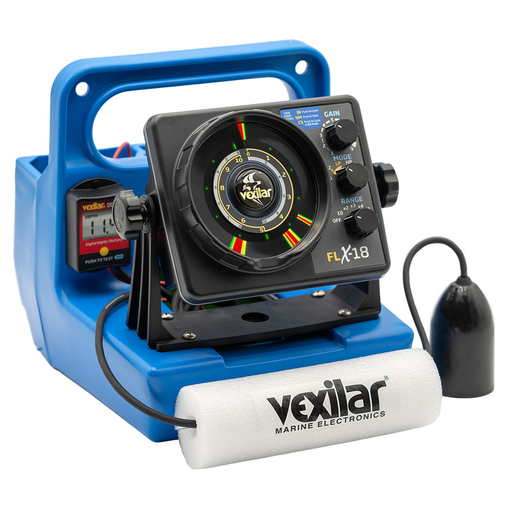 Vexilar FLX-18 fish finder with transducer.