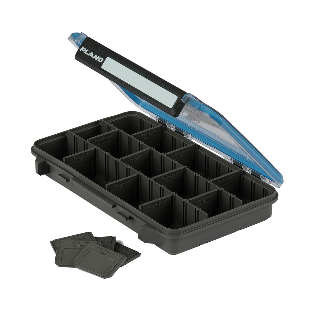 Plano tackle storage box with adjustable compartments.