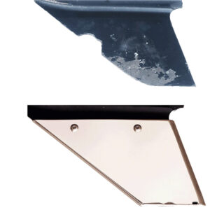 Damaged and new scraper blades comparison