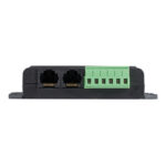 Network device with two ethernet ports and connectors.