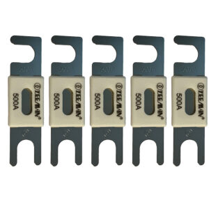 Five 500A blade fuses in a row.