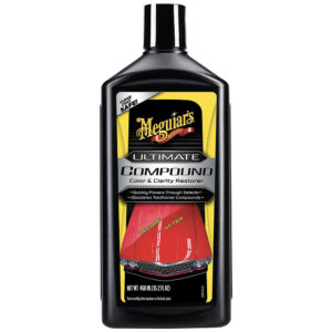 Meguiar's Ultimate Compound car polish bottle.