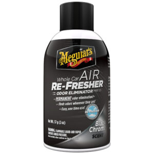 Meguiar's car odor eliminator spray bottle.