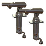 Twin chrome exhaust pipe extension fittings.