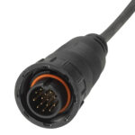 Close-up of a circular electrical connector