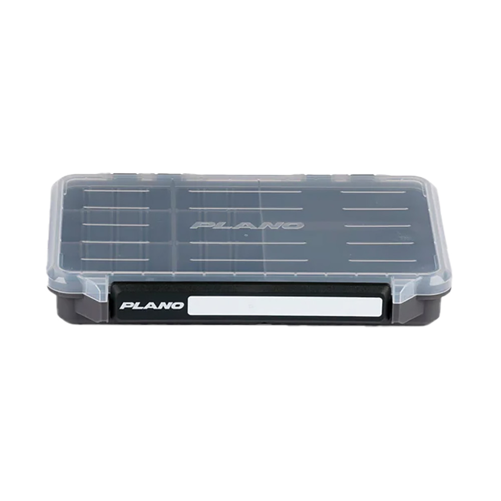 Clear plastic storage box with compartments.