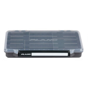 Clear plastic storage box with compartments.