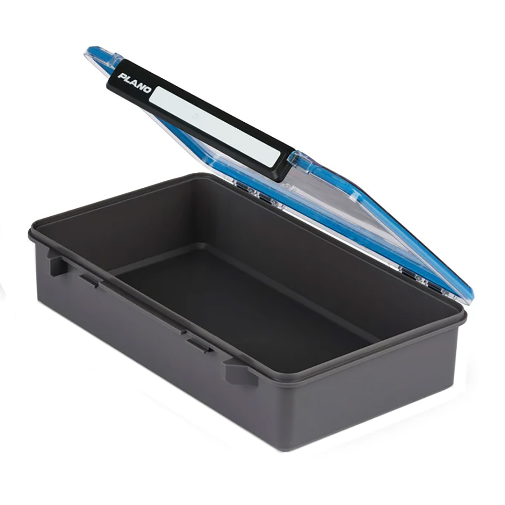 Open storage box with transparent lid
