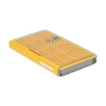 Yellow plastic organizer box with compartments.