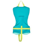 Blue and yellow life jacket for safety.
