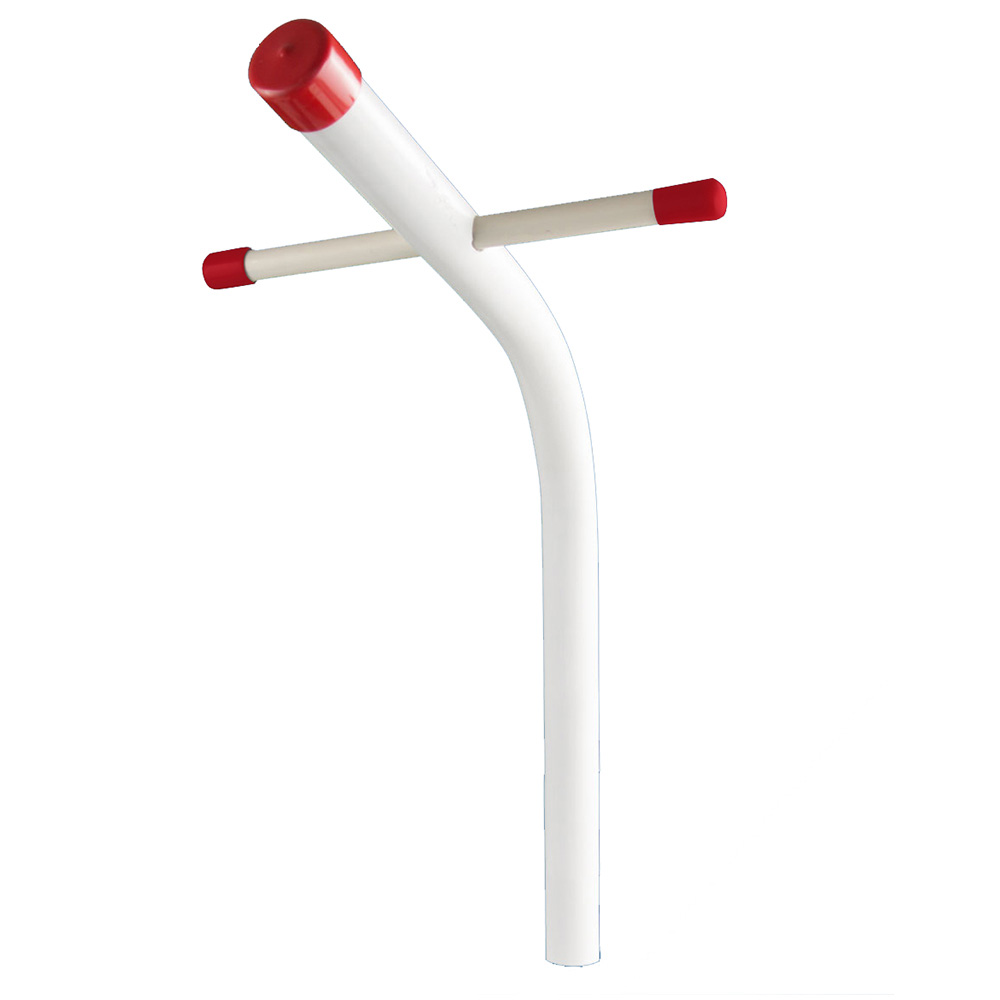 White pole with two red-tipped arms