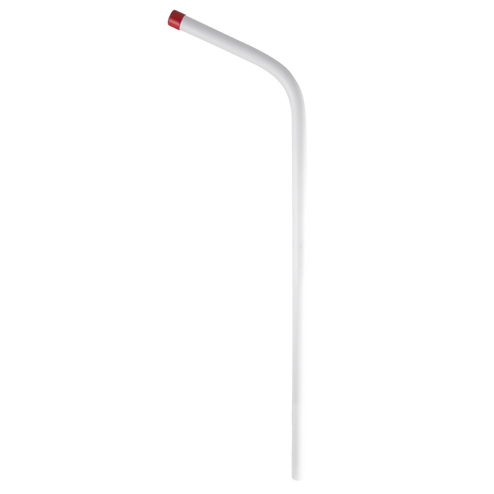 White plastic bendy straw with red tip.