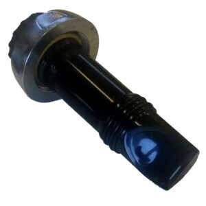 Black and silver industrial threaded bolt