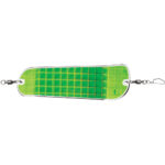 Green fishing lure with checkered pattern