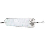Chrome fishing lure with swivel clips.